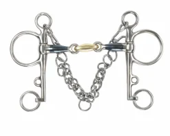 Shires Equestrian Blue Sweet Iron Pelham with Brass Lozenge